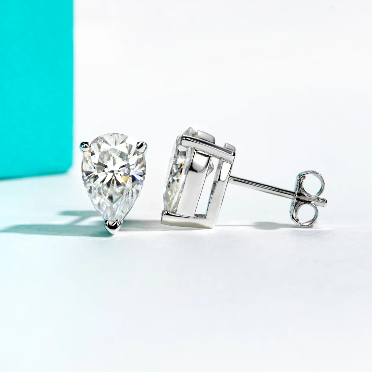 AnuJewel, pendientes de tuerca de moissanita con corte de pera de 5/2/1,2 quilates, pendientes antialérgicos para mujer, joyería al por mayor