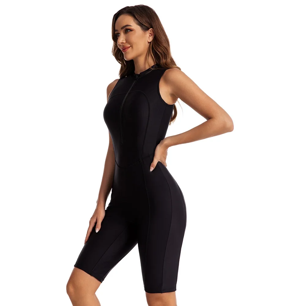 Nuevo traje de baño para mujer, traje de surf sin mangas a la moda, traje de baño femenino de una pieza, traje de baño para mujer, ropa de playa