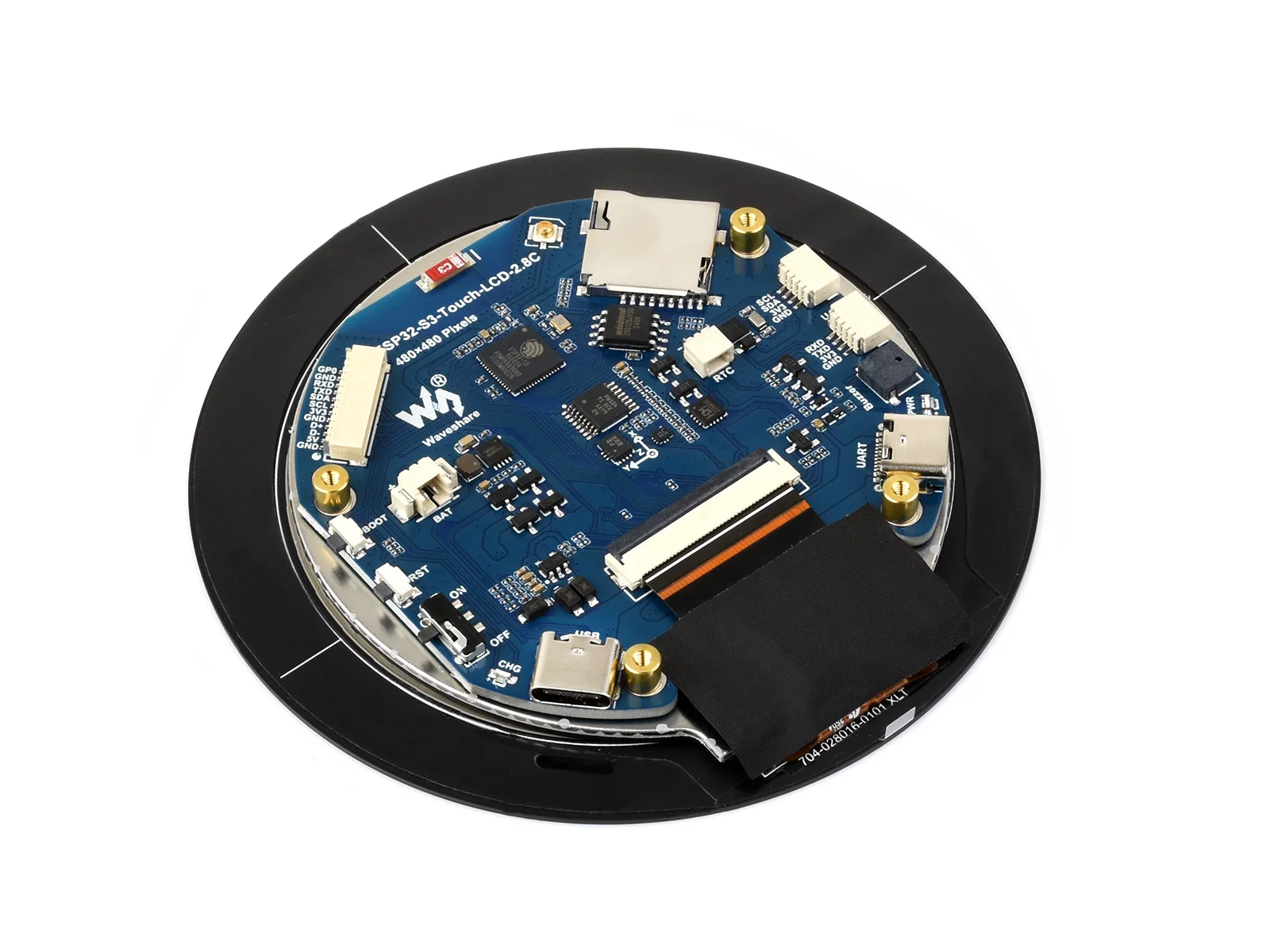ESP32-S3 Placa de desarrollo de pantalla redonda táctil capacitiva de 2,8 pulgadas, 480 × 480, procesador de doble núcleo LX7 de 32 bits, compatible con WiFi y azul