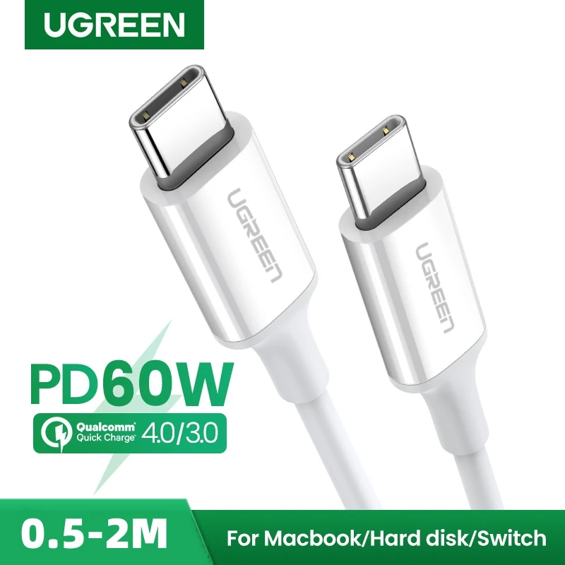 Cable USB-C a USB-C UGREEN PD60W de Carga Rápida para iPhone 17, Samsung S26, Xiaomi, MacBook Air, iPad Pro, Carga Rápida 3A 4.0 3.0