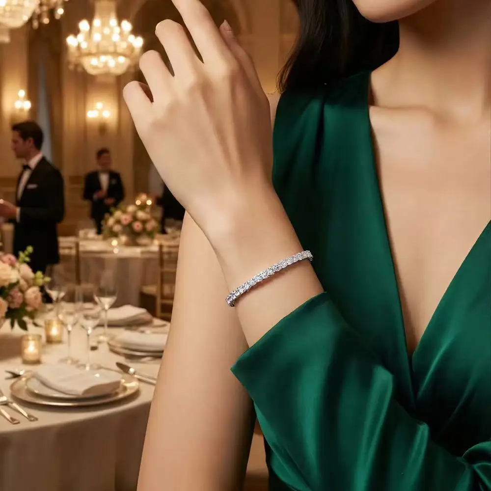 Pulsera de tenis de moissanita 100% auténtica, chapada en oro de 18 quilates sobre plata de ley 925, con certificado GRA, para mujer y hombre, joyería brillante para fiestas