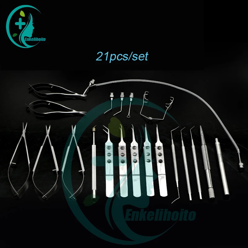 21 Uds. Conjunto intraocular de catarata oftálmica instrumento quirúrgico herramientas de microcirugía ocular