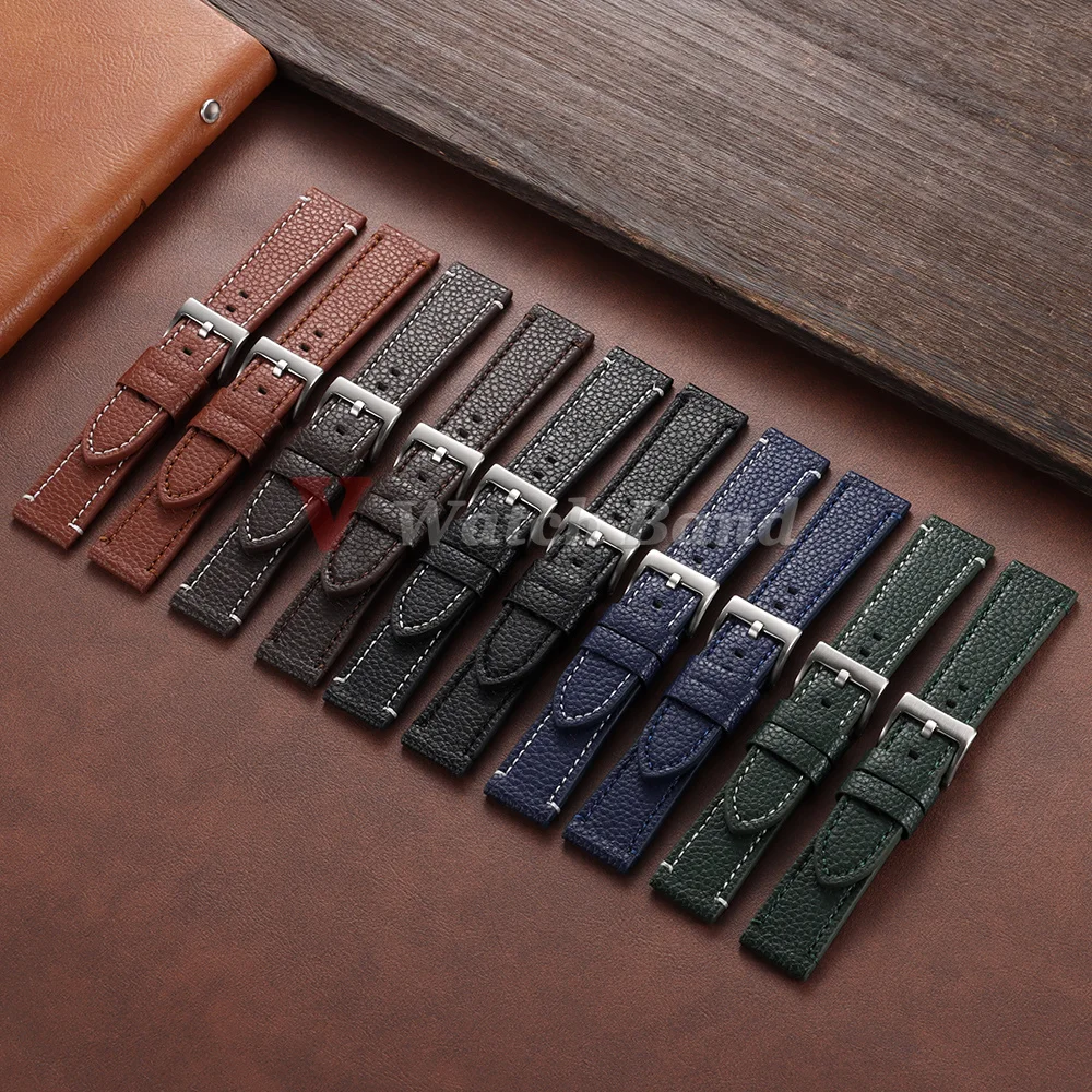 Correas de reloj de piel de becerro auténtica de 18mm, 20mm, 22mm y 24mm, correa marrón universal para hombres y mujeres, correas de repuesto para reloj con hebilla de metal
