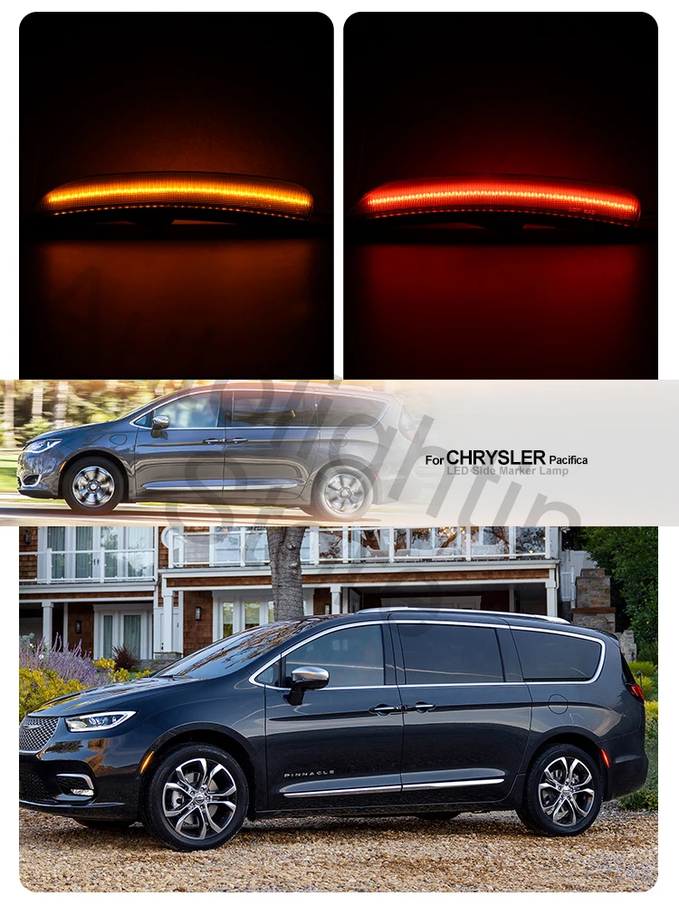 Luz LED de posición lateral delantera y trasera para Chrysler Voyager 20 21, luz intermitente para guardabarros Chrysler Pacifica, lámpara de señalización lateral, 4 Uds.