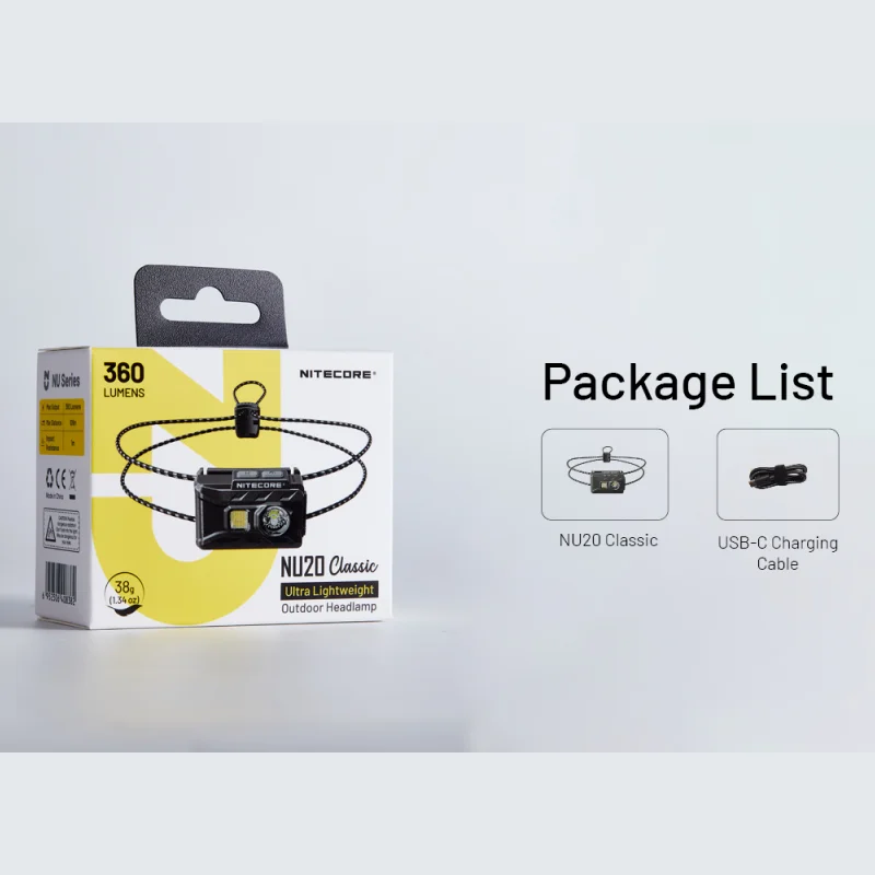 NITECORE NU20 Classic 360Lumens LED NiteLab UHE LED USB-C Faro ultraligero recargable