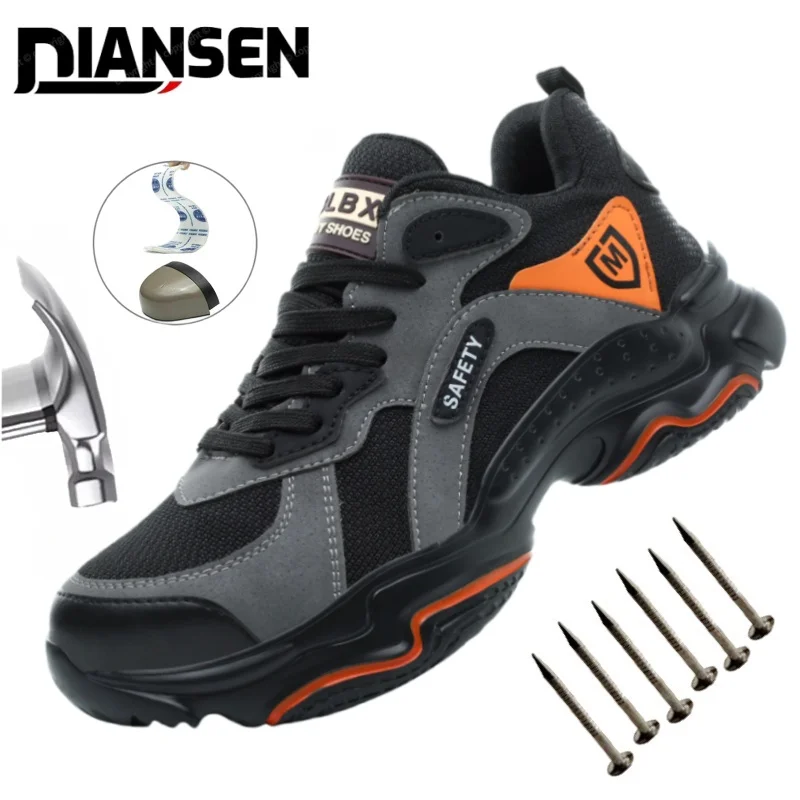 Zapatos de seguridad para el trabajo, zapatillas protectoras transpirables para el trabajo para hombre, zapatos de trabajo antipinchazos, zapatos deportivos exteriores con punta de acero para hombre