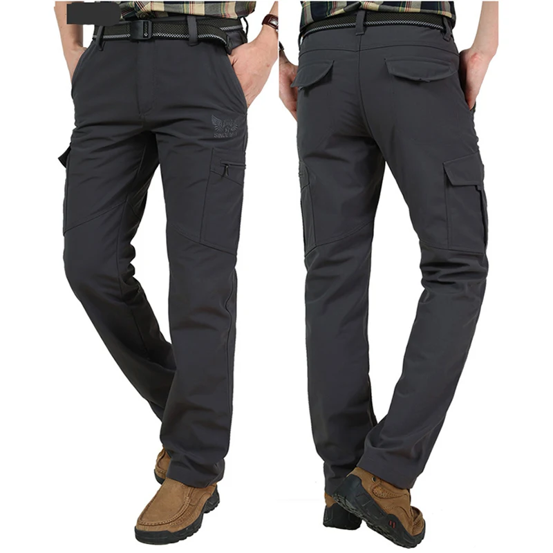 Pantalones tácticos para trabajo al aire libre, pantalones Cargo informales de invierno para hombre, pantalones impermeables con forro polar, ropa de trabajo elástica para senderismo y viajes, 2024