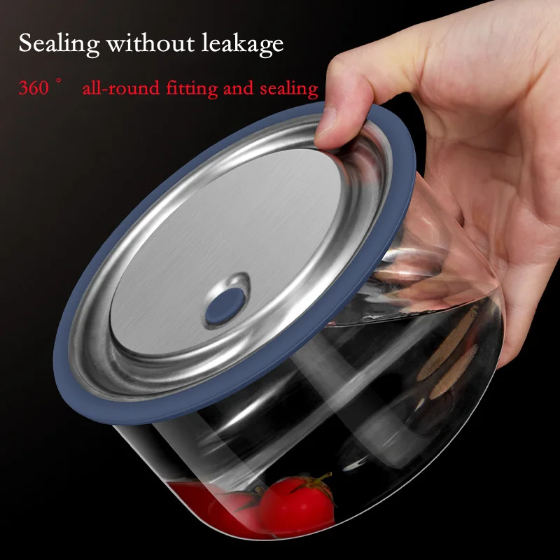 Fiambrera redonda de vidrio de borosilicato grueso para almacenamiento de alimentos, caja Bento de mantenimiento fresco, calentamiento por microondas, nuevo