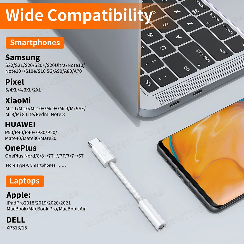 Adaptador USB tipo C a conector de auriculares hembra de 3,5mm Cable de Audio USB C a Aux para iPhone 15 Plus15 Pro Max iPad Pro MacBook