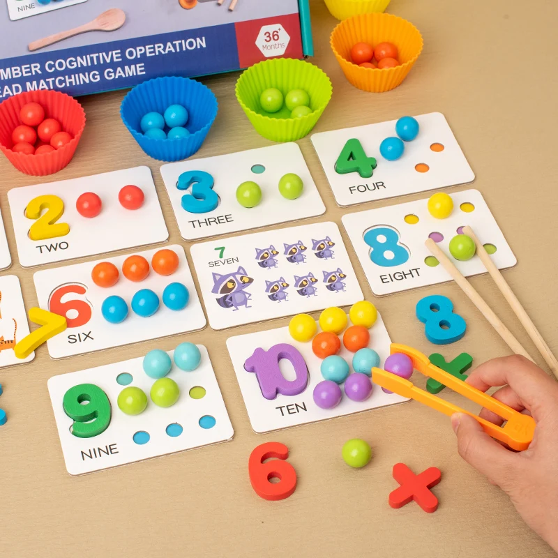 Juguete de madera con cuentas de Clip para niños, cuenco de clasificación, actividades de aprendizaje para niños pequeños, juguete de habilidades motoras finas, educativo temprano Montessori
