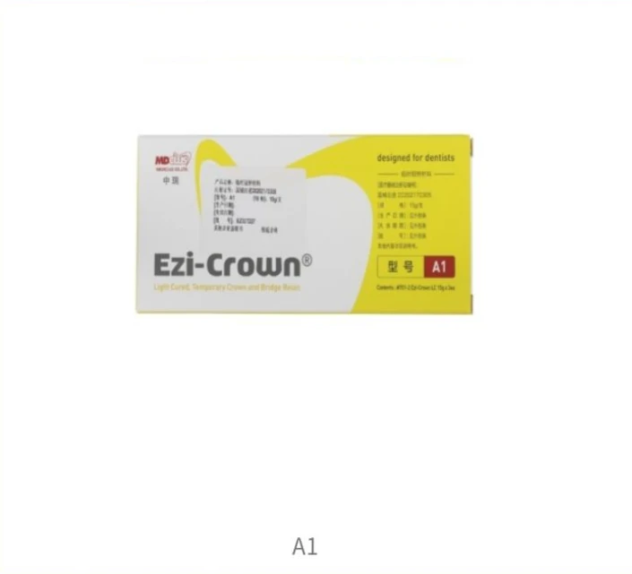 Resina Dental Ezi-Crown de Fotopolimerización para Coronas Temporales y Puentes, Material Dental para Carillas/Inlays/Onlays A1/A2/A3