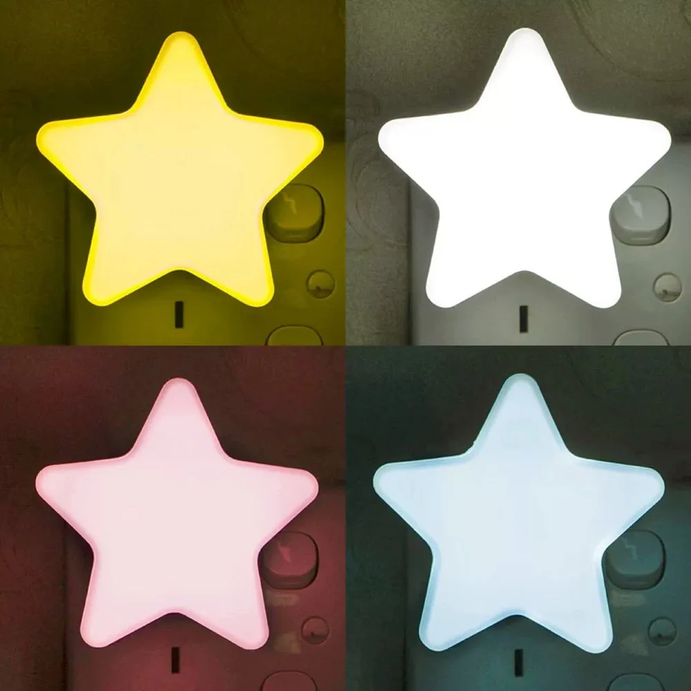 Luces LED de noche de estrellas, lámpara de noche con enchufe europeo/estadounidense, decoración del hogar, dormitorio, mesita de noche, habitación de bebé, sala de estar, iluminación del pasillo