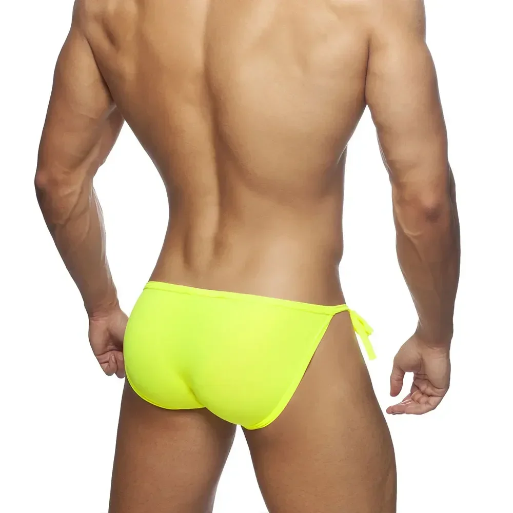 Bañador con cordón para hombre, ropa interior Sexy de tiro bajo con lazo lateral, Tanga para surfear, ropa de playa