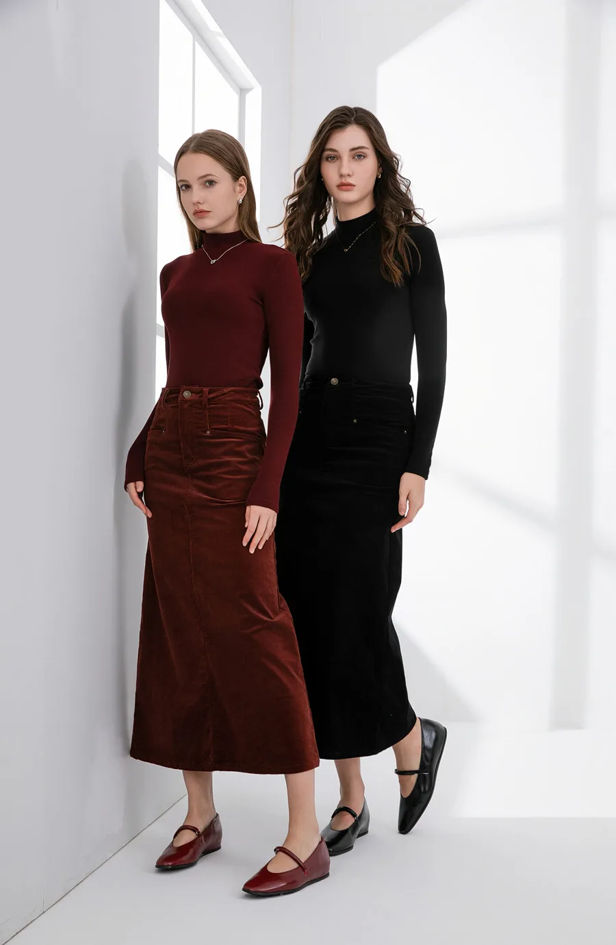 Falda retro de pana AS AW season con un poco de elasticidad + tops básicos de ajuste ceñido de súper alta elasticidad y suaves (envío en 1 día)