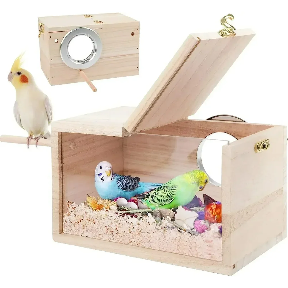 Nido de casa para pájaros de periquito, diseño transparente, fácil de limpiar, casa para loros, bordes lisos, caja anidada para periquito, suministro para pájaros