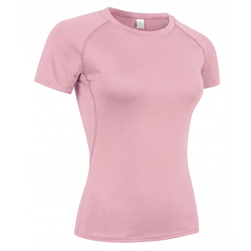 Camiseta de compresión para mujer, camiseta atlética de manga corta para Yoga, correr, verano, gimnasio, entrenamiento, camisetas elásticas de secado rápido, capa base