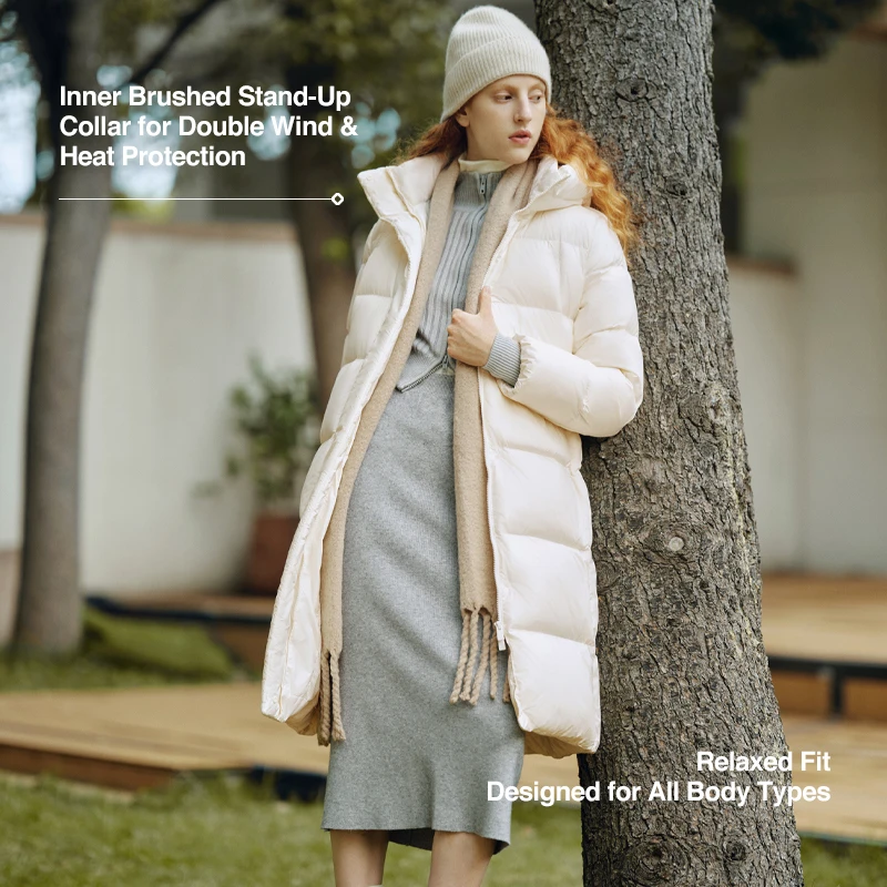 Chaqueta de Plumón Semir para Mujer, Larga, 90% Plumón de Pato, Impermeable, Resistente a Manchas y Aceite, Nueva Colección 2026, con Capucha, Ropa de Invierno para Mujer
