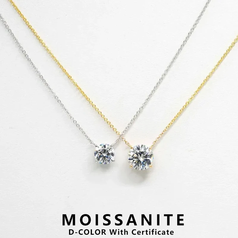 Lnngy-collar con colgante de moissanita certificado 1CT 2CT 3CT para mujer, collares colgantes solitarios de plata de ley S925, regalo de joyería