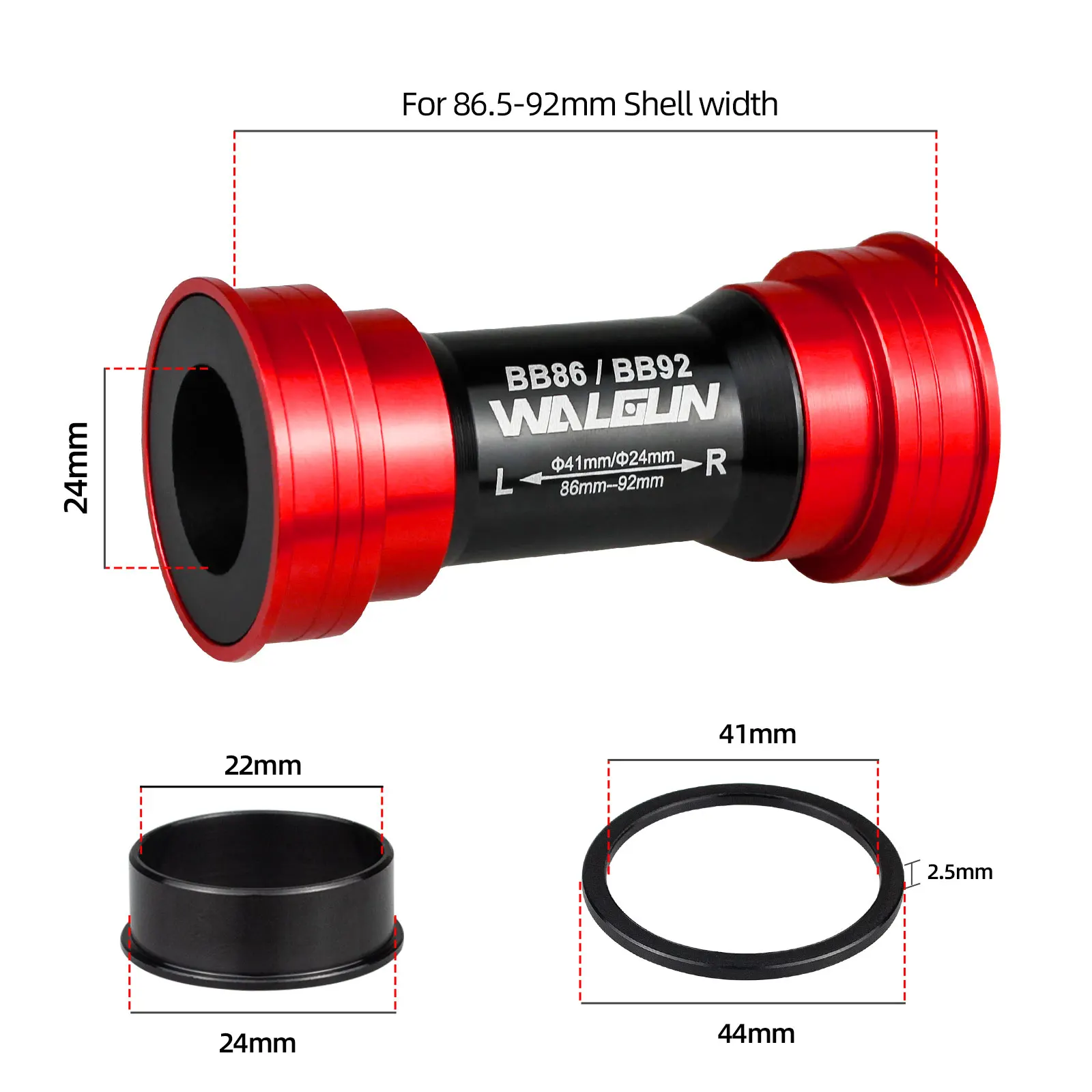 Soporte inferior de cerámica para bicicleta, piezas de manivela para bici de carretera, BB86, BB92, PF4124, PF4130, PF41DUB, 41mm, 24mm, 30mm, 29mm, DUB Gxp 105