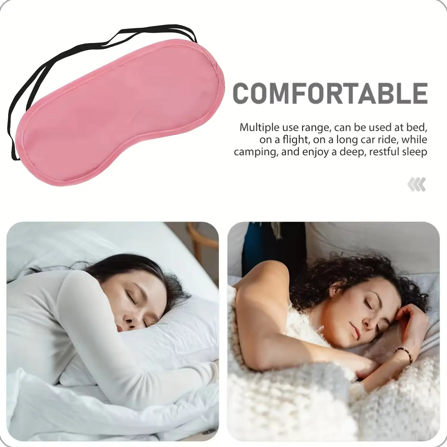 Paquete de 20 Antifaces de Seda Rosa y Negra con Correas Elásticas Ajustables, Cómodos para Mujeres y Hombres, para Viajes y Relajación