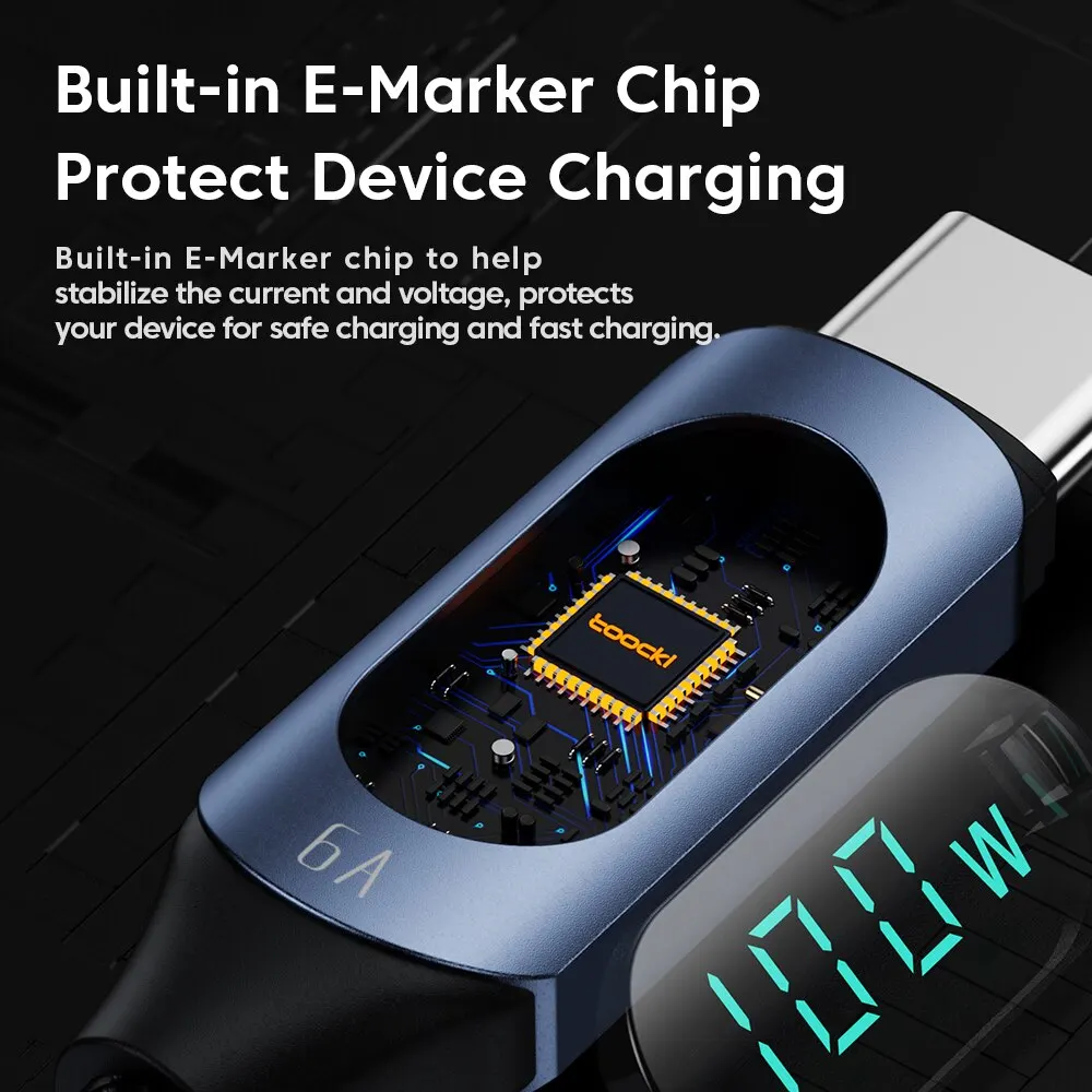 Toocki tipo C a cable tipo C 100W PD cargador rápido USB C a USB C Cable de pantalla para Xiaomi POCO F3 Realme Macbook iPad