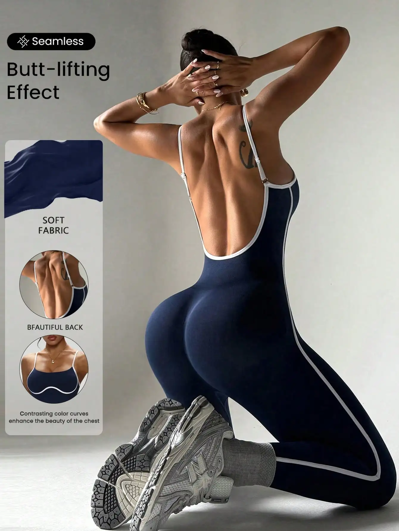 Mono camisola que bloquea el color, traje de yoga que absorbe los golpes, cintura ahuecada, mono sexy, mono deportivo de secado rápido, ti