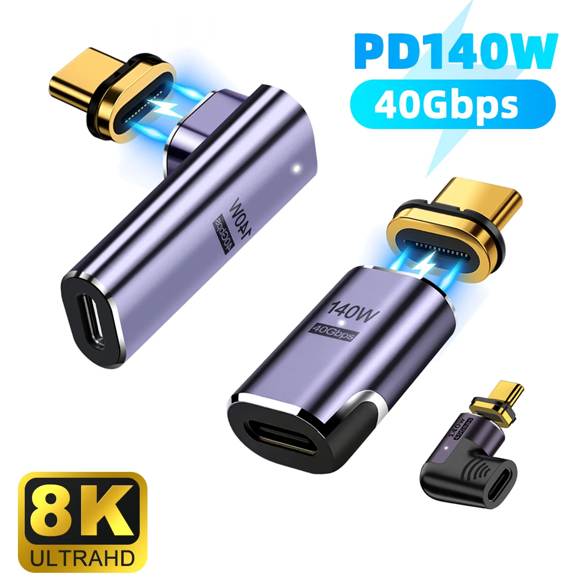 140W USB4.0 40Gbps Thunderbolt3 magnético tipo C OTG USB C a USB-C Cable convertidor magnético de carga rápida 8K @ 60Hz adaptador USB tipo C