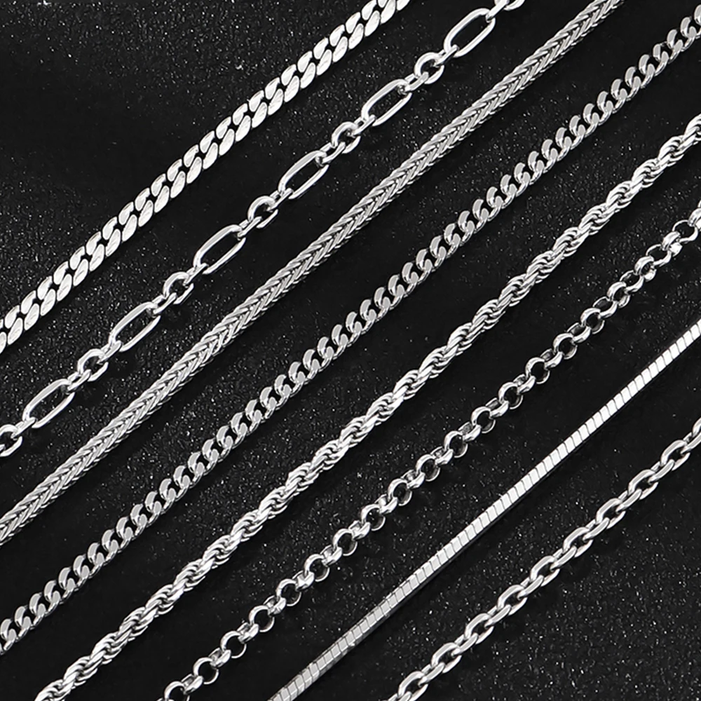 Rinntin-collar de cadena Mariner plano para hombre y mujer, de Plata de Ley 925 italiana, 2,6/3,7/5,0mm, joyería de cadena para el cuello SC78