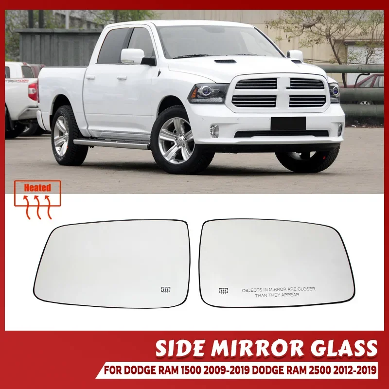 Espejo retrovisor izquierdo y derecho para coche, cristal calefactado para conductor y pasajero, accesorios para Dodge Ram 1500, 2500, 2010-2019