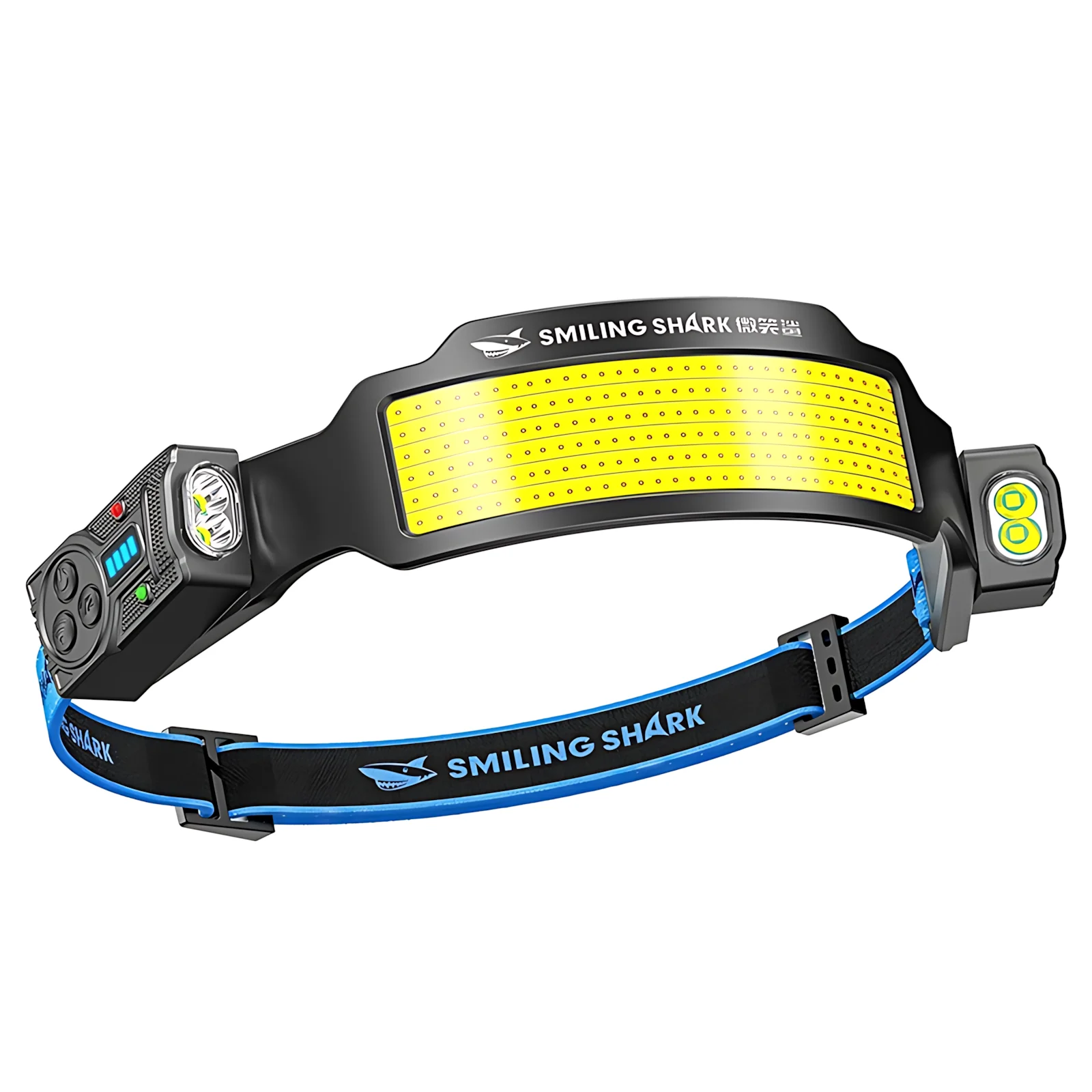Linterna Frontal con Sensor de Gestos, 2400mAh Carga USB, 6 Modos, Luces Laterales Giratorias 315° para Pesca, Ciclismo y Camping