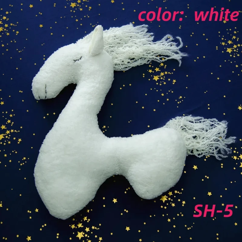 Accesorios de fotografía recién nacido unicornio posando caballo almohada cojín manta telones de fondo estudio fotográfico estera Linda decoración de muñeco de peluche