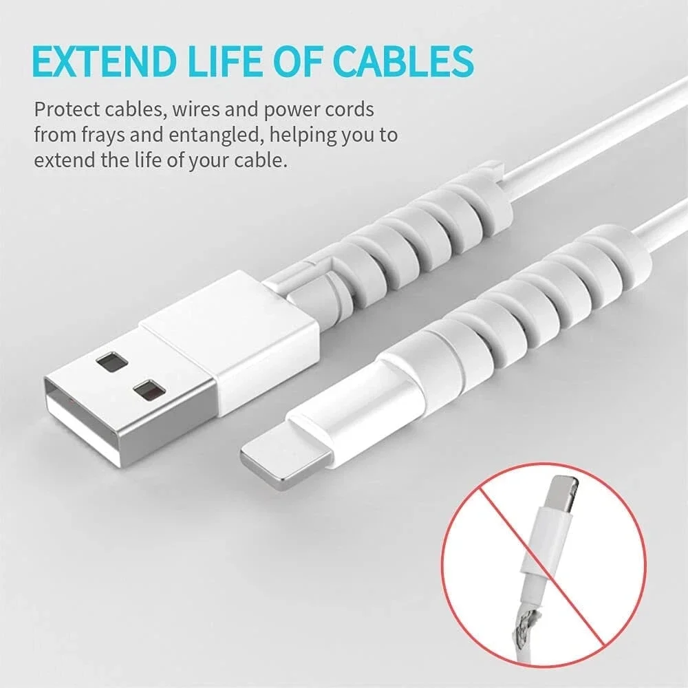 Protector de Cable de silicona, enrollador en espiral, cubierta protectora de Cable para teléfono, accesorios de Cable de cargador USB, 6/20 piezas
