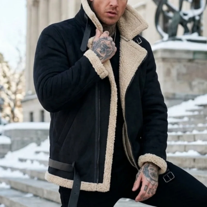 Chaqueta de Invierno para Hombre, Nueva, de Felpa, Cálida, con Forro Polar, Lista para el Invierno, Estilo Urbano, Chaqueta de Caza