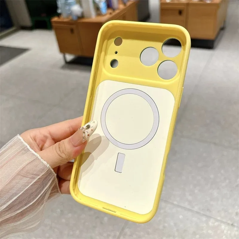 Funda Magnética de Lujo con Bloques de Color para iPhone 18 17 Pro Max 16 15 14 Plus 13 Pro 14 15 16 17, Compatible con Magsafe