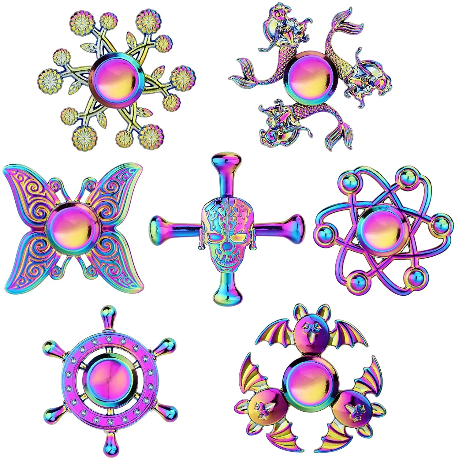 Juguetes giratorios de Metal arcoíris con rodamiento de acero inoxidable, Spinner para aliviar el estrés de alta velocidad, juguetes de ansiedad para TDAH para chico adulto