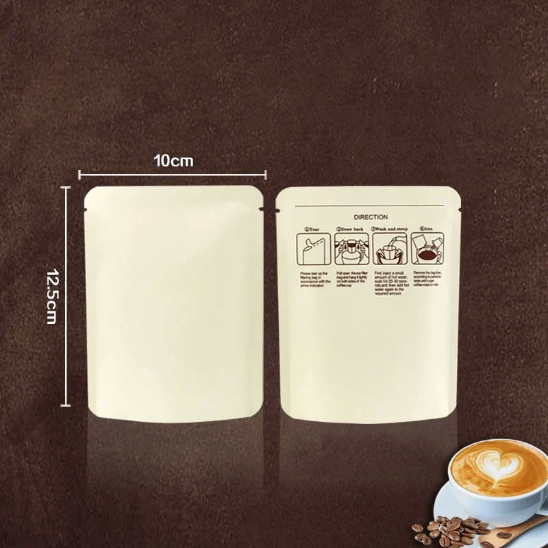 TETP 100 Uds. Bolsas de café de papel de aluminio con apertura superior para el hogar para té en polvo azúcar nuez embalaje bolsas de almacenamiento de sellado térmico portátiles