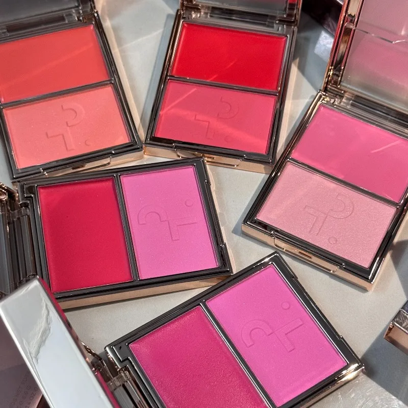 Patrick-Ta, Marcas de Maquillaje de Nicho Europeas y Americanas, Paleta de Sombras de Ojos de 6 Colores Completamente Mate, Rubor en Crema y Rubor en Polvo