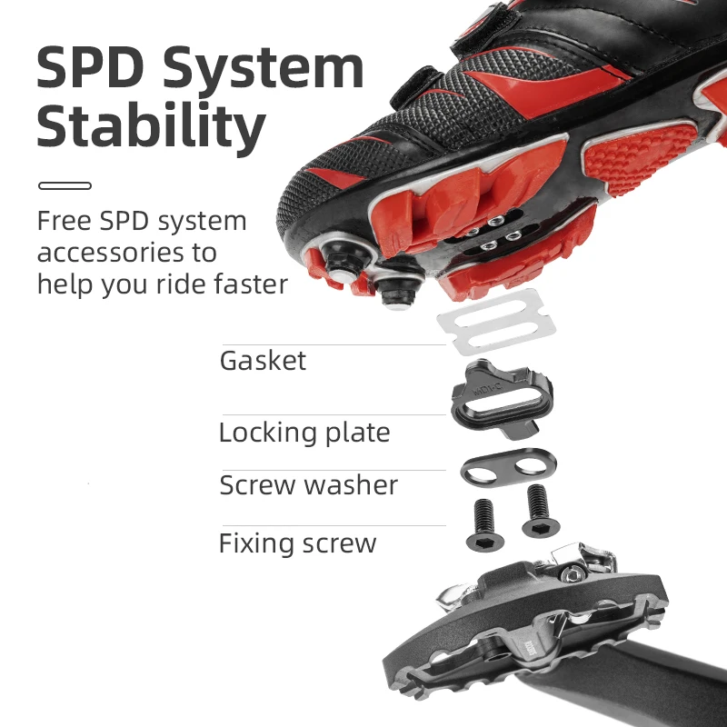 ROCKBROS Pedal de bloqueo de bicicleta 2 en 1, bloqueo antideslizante, Pedal de nailon, pedales de bicicleta de montaña, plataforma de tacos planos, accesorios para bicicleta Shimano SPD