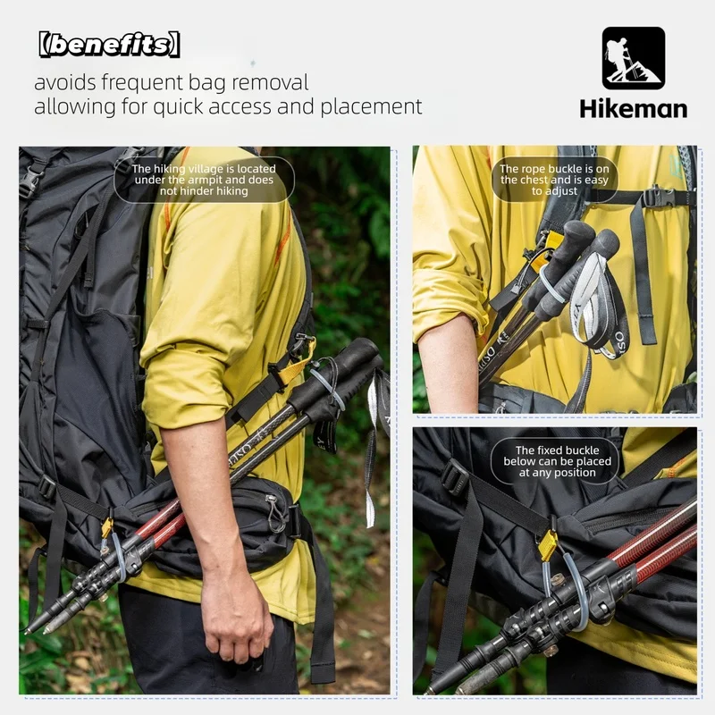 Correa de Fijación para Bastón de Senderismo, Accesorio para Mochila, Bucle Elástico Fácil de Instalar, Sin Desmontaje, Soporte para Bastón de Trekking para Camping al Aire Libre