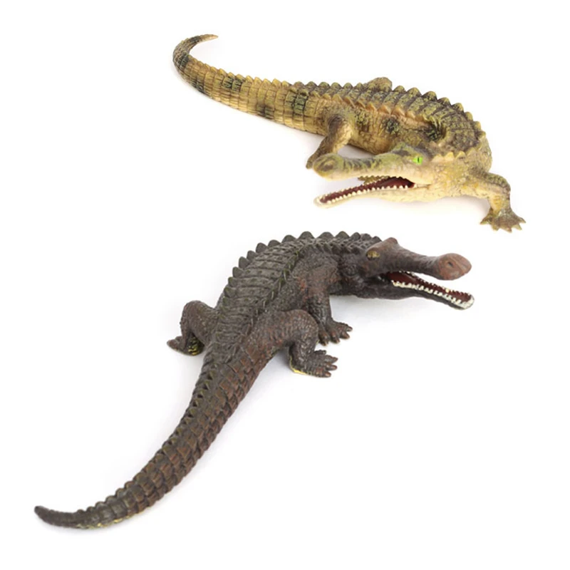 Figuras de acción realistas de cocodrilo, color blanco/marrón/verde, modelo de animales de simulación sólidos, juguetes decorativos para regalos de Navidad