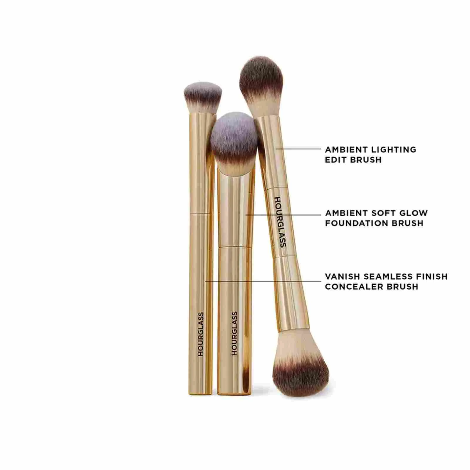 Brocha de maquillaje de reloj de arena - Brocha para base de 3 piezas Brocha para polvos sueltos Brocha para corrector Nuevo diseño + Cartucho de brocha