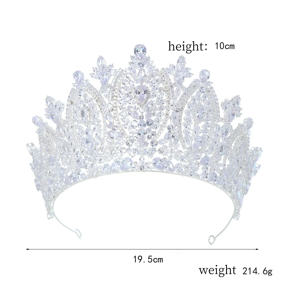 Corona de Reina Barroca para Novia, Tocado de Cristal, Coronas Grandes, Tiaras para Mujer, Joyería para el Cabello de Novia, Accesorio para Fiestas y Concursos