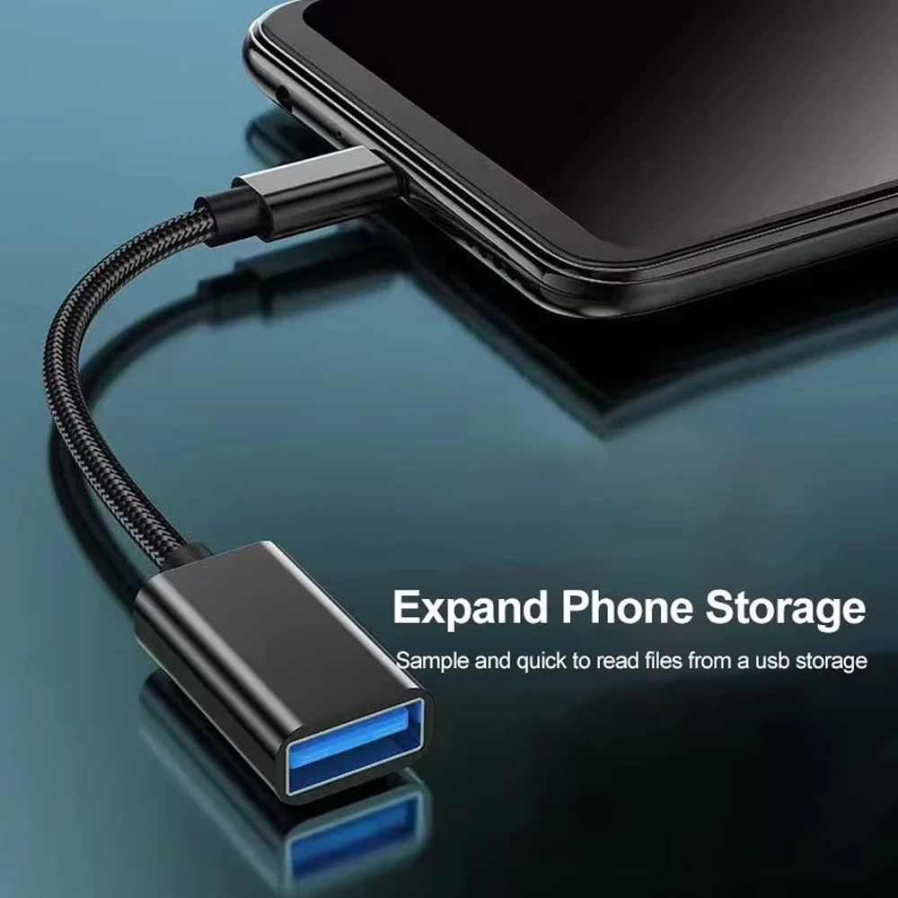 Para teléfono móvil USB hembra a tipo C adaptador macho OTG Cable de 15,5 CM de largo para Xiaomi Samsung S20 Huawei OTG convertidor de Cable de datos