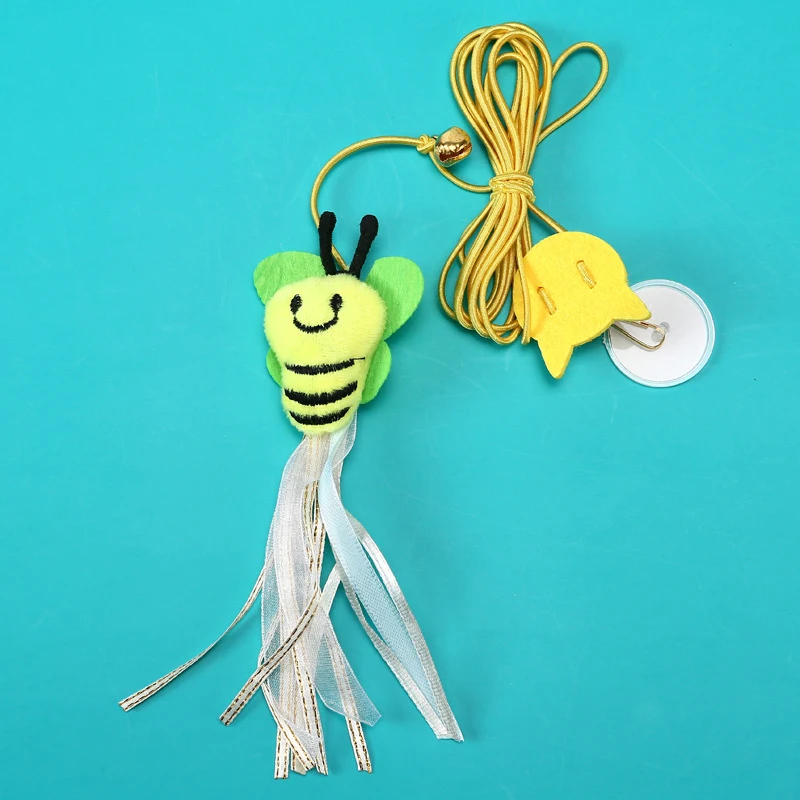 Juguete de simulación para gato, cuerda para rascar, pluma divertida para gatito, juego interactivo, puerta colgante retráctil, suministros para mascotas