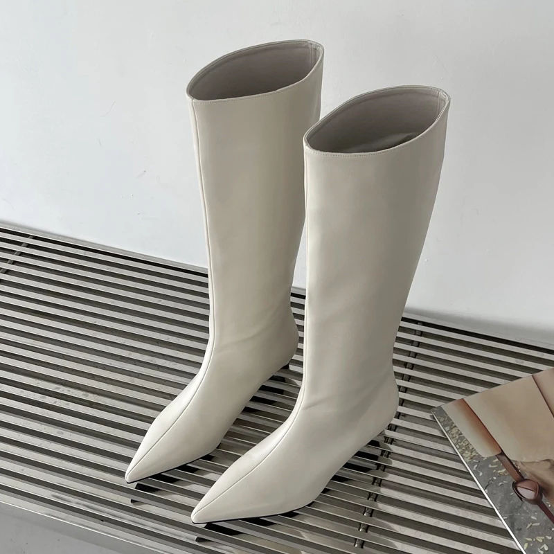 Eilyken, Botas de Mujer hasta la Rodilla con Punta Puntiaguda, Cómodas para Otoño e Invierno, con Tacón Bajo y Delgado, Estilo Vaquero, Botas de Mujer