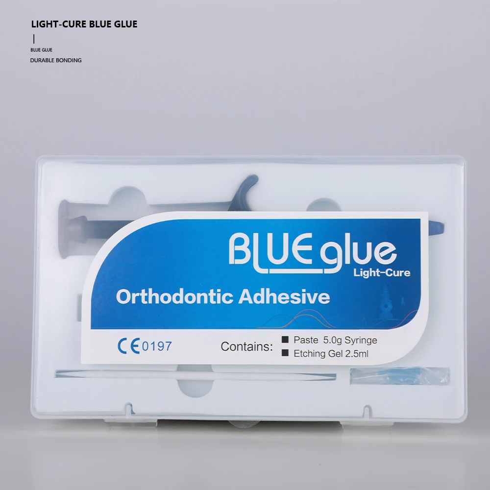Aparatos dentales adhesivos de pegamento azul ortodoncia Universal curado ligero para tubo de soporte decoración de cristal Kit de tirantes de pegamento para dientes Wit
