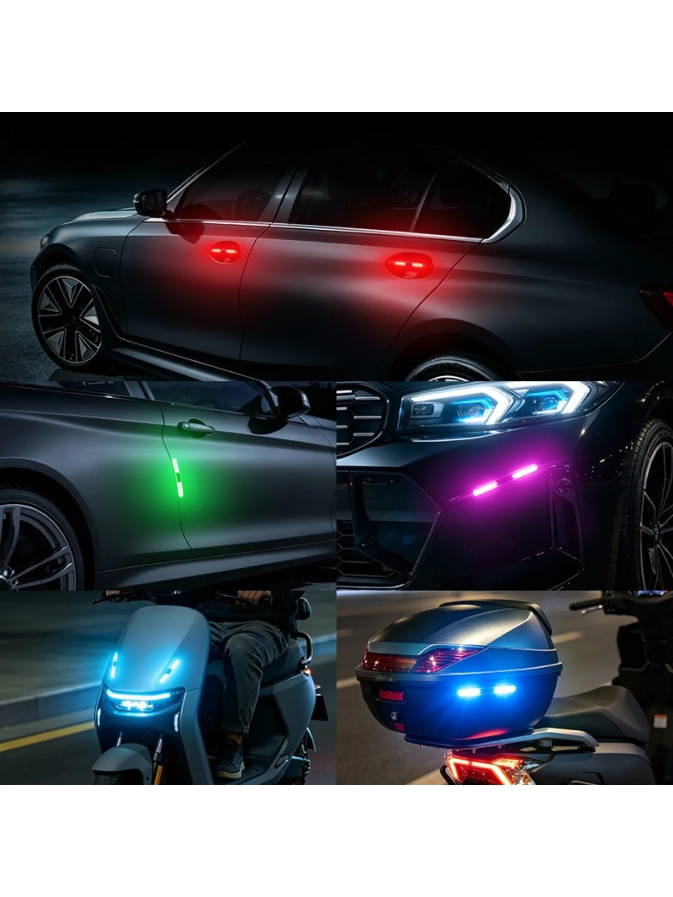 Tiras de Advertencia Anticollisión Universales para Automóviles, Barras de Luz LED Solares de 5 Colores, Aptas para Automóviles y Motocicletas