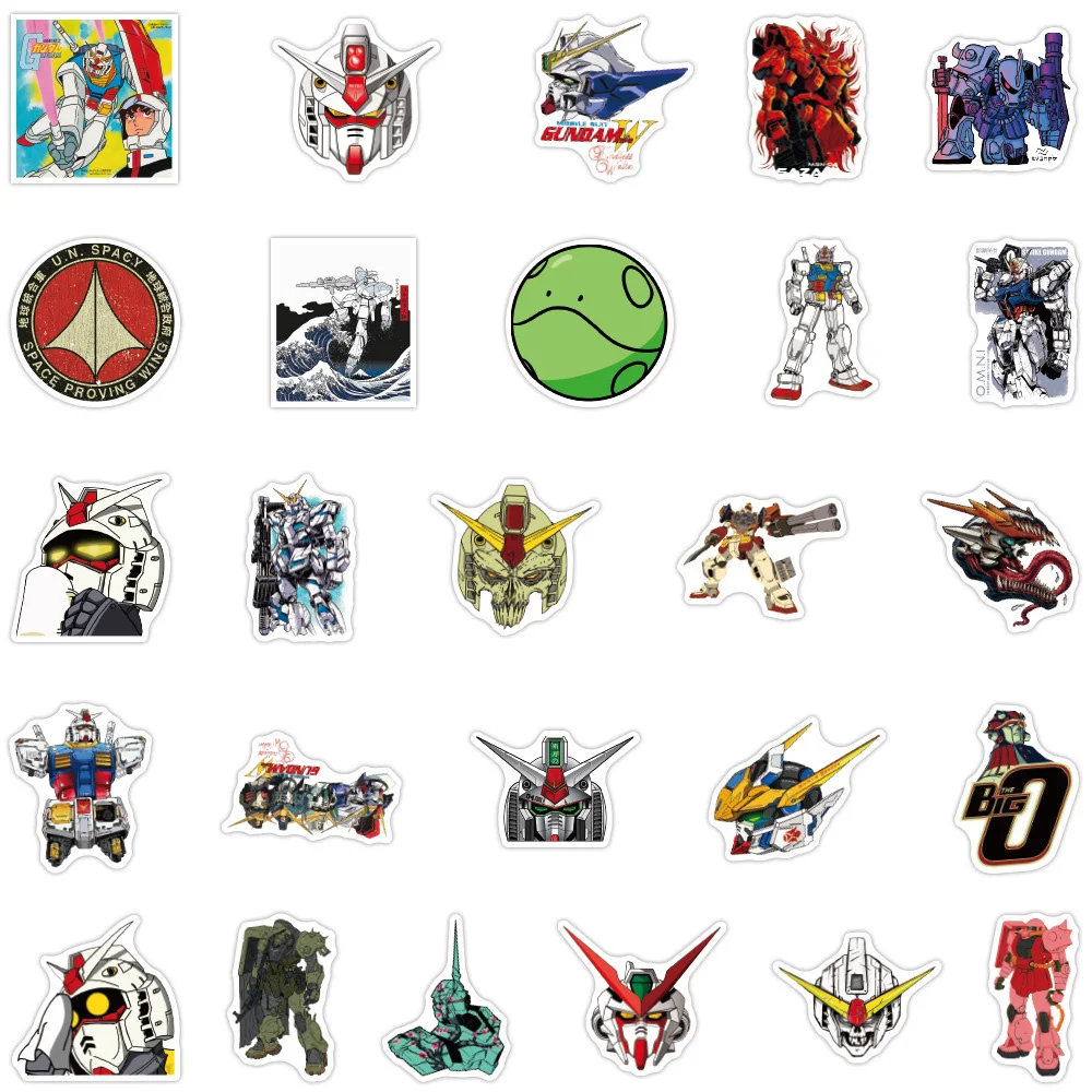 10/30/50CPS GUNDAM pegatinas de dibujos animados de Anime para niños DIY juguete Graffiti papelería funda de teléfono pegatina genial regalo de fiesta de cumpleaños para niños