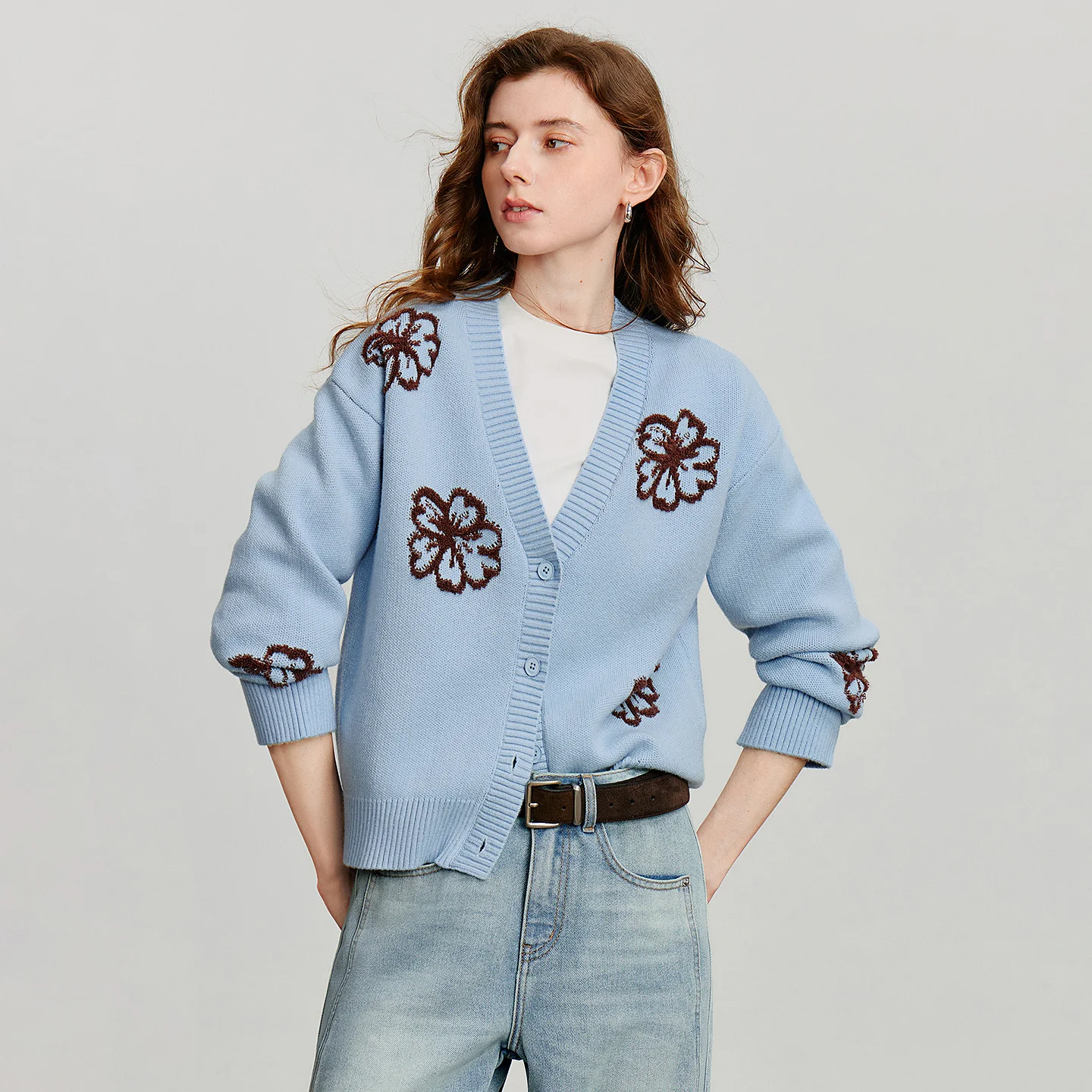 TOYOUTH-cárdigan de punto para mujer, suéter de lana con una botonadura y cuello en V de terciopelo verde, Tops, otoño 2025