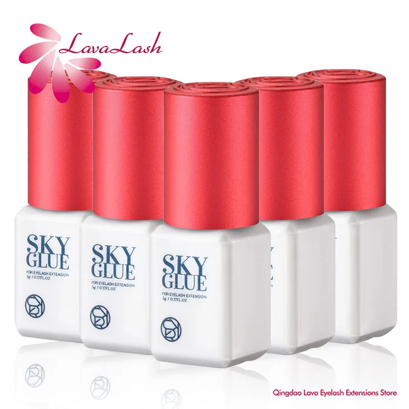 10 botellas SKY S + pegamento extensión de pestañas 5ml Corea Original negro rojo tapa pestañas postizas cielo adhesivo suministros herramientas de maquillaje Colas